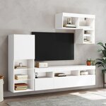 vidaXL Unités murales TV avec LED 6 Pièces blanc bois d'ingénierie