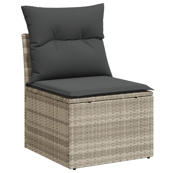 Ensemble de canapé de jardin 9 pièces avec coussins gris poly rattan