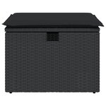 vidaXL Tabouret de jardin avec coussin noir 55x55x37 cm résine tressée