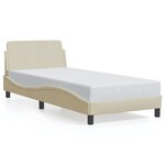 vidaXL Cadre de lit avec tête de lit sans matelas crème 90x200cm tissu