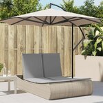 vidaXL Chaise longue double avec coussins beige résine tressée