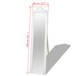 vidaXL Miroir sur pied Style baroque 160x40 cm Blanc