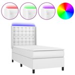 vidaXL Sommier à lattes de lit matelas LED Blanc 80x200cm Similicuir