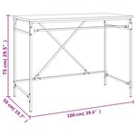 vidaXL Bureau chêne marron 100x50x75 cm bois d'ingénierie et fer