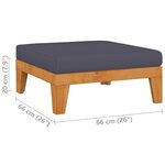 vidaXL Repose-pied sectionnel avec coussin gris foncé Bois d'acacia