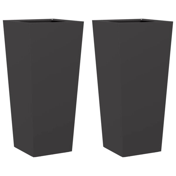 vidaXL Jardinières 2 Pièces noir 35x35x75 cm acier