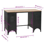 vidaXL Bureau à double piédestal Bois de sapin et acier 120x50x76 cm