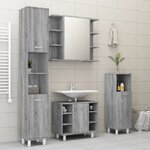 vidaXL Armoire à miroir de salle de bain Sonoma gris 80x20 5x64cm Bois