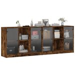 vidaXL Bibliothèque avec portes chêne fumé 204x37x75 cm