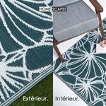 Tapis extérieur terrasse réversible - Tapis de jardin imperméable et résistant UV - Motif floral - Vert - 150x240 cm - HOMESCAPES