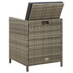 vidaXL Chaises de jardin avec coussins lot de 4 Résine tressée Gris