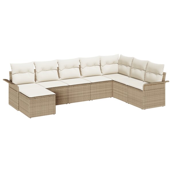 vidaXL Set de canapés de jardin 8 pièces avec coussins Beige Poly Rotin