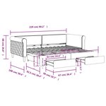 vidaXL Lit de jour avec gigogne et tiroirs sans matelas noir 90x200 cm