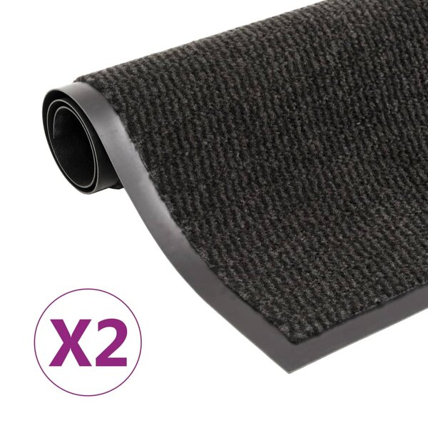 vidaXL Paillassons rectangulaires 2 Pièces 60 x 90 cm Noir