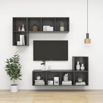 vidaXL Meuble TV mural Gris brillant 37x37x107 cm Bois d’ingénierie