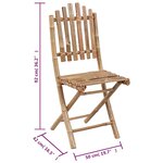 vidaXL Mobilier à dîner d'extérieur pliable 5 Pièces avec coussins Bambou