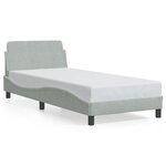 vidaXL Cadre de lit avec tête de lit Gris clair 90x200 cm Velours