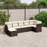 vidaXL Salon de jardin avec coussins 7 Pièces marron résine tressée