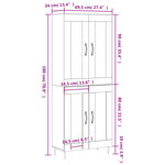 vidaXL Buffet haut Noir 69 5x34x180 cm Bois d'ingénierie