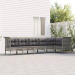 vidaXL Salon de jardin 6 Pièces avec coussins Gris Résine tressée