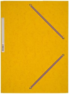 Chemise Carte Lustée A4 à rabats avec élastique et étiquette de dos Jaune COUTAL