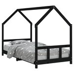 vidaXL Cadre de lit pour enfants noir 90x200 cm bois de pin massif