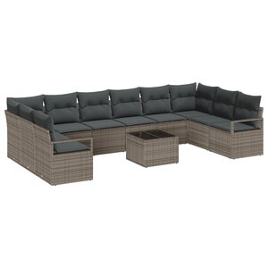 vidaXL Ensemble de canapé de jardin 10 pièces avec coussins noir en poly rattan