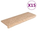 vidaXL Tapis d'escalier 15 Pièces Doré 65x21x4cm