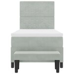 vidaXL Lit à Sommier avec Matelas & Banc Gris Clair 90x190 cm Velours
