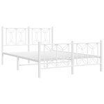 vidaXL Cadre de lit métal sans matelas et pied de lit blanc 135x190 cm
