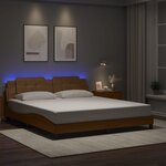 vidaXL Cadre de lit avec lumières LED cappuccino 180x200 cm similicuir