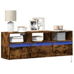 vidaXL Meuble TV mural avec lumières LED chêne fumé 130x31x45 cm