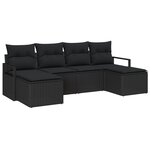 Ensemble de 6 pièces de canapé de jardin avec coussins Noir Poly Rattan
