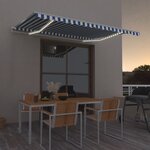 vidaXL Auvent manuel rétractable avec LED 400x350 cm Bleu et blanc