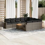 vidaXL Salon de jardin 11 Pièces avec coussins noir résine tressée
