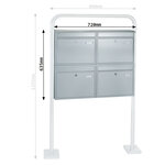 Rottner Bloc 4 boîtes aux lettres  en acier inoxydable (sans support)