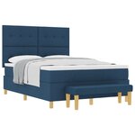 vidaXL Lit à ressort avec matelas et banc bleu 140x200 cm en tissu