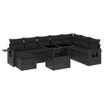 vidaXL Salon de jardin 8 Pièces avec coussins noir résine tressée