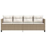 vidaXL Chaise longue avec coussins beige résine tressée