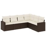 vidaXL Salon de jardin avec coussins 6 Pièces marron résine tressée