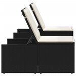 vidaXL Chaises longues lot de 2 avec table noir résine tressée