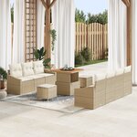Ensemble de Canapés de Jardin de 10 pièces avec Coussins Beige en Rattan Acacia