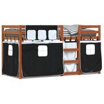 vidaXL Lit superposé avec rideaux blanc/noir 75x190 cm bois pin massif