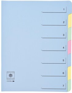 Trieur 7 onglets en dossier Dos extensible Rubriques imprimées Bleu COUTAL