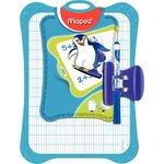 Kit ardoise effaçable à sec 1 face unie / 1 face seyès 20 x 28 5 cm + 1 feutre + 1 effacette