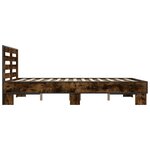 vidaXL Cadre de lit chêne fumé 135x190 cm bois d'ingénierie et métal