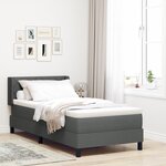Lit à ressorts vidaXL avec matelas gris foncé 90x190 cm en tissu