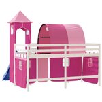 vidaXL Lit mezzanine enfants avec tour rose 90x200 cm bois pin massif