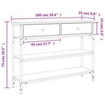 vidaXL Table console chêne sonoma 100x25x75 cm bois d'ingénierie