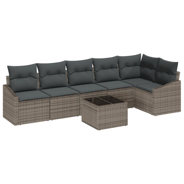 vidaXL Ensemble de Canapé de Jardin 6 Pièces avec Coussins Rattan Poly Noir